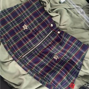 Tripp nyc black and green plaid mini skirt